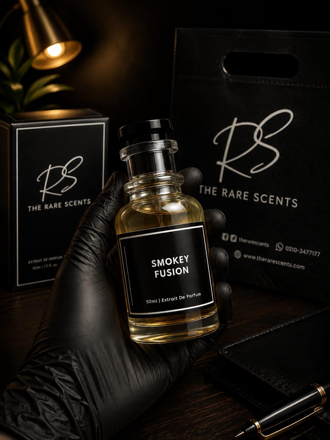 Smokey Fusion perfume bottle by The Rare Scents — original fragrance in Pakistan